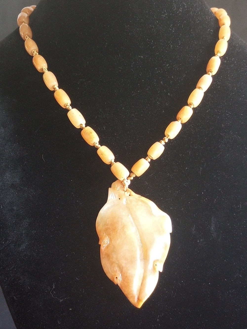 Handcrafted Cream Leaf Pendant Necklace - Women Jewelry